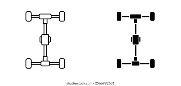 Car chassis icons in outline and fill. vector illustration for ui.