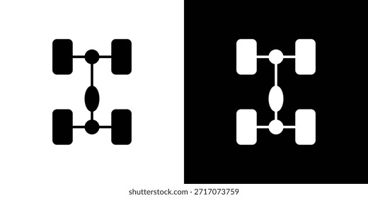 Iconos del chasis del coche diseño de silueta de Vector. Ilustración de Diseño gráfico plano de Vector.