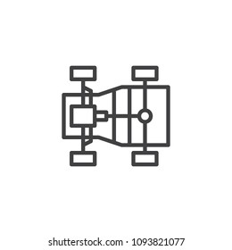 Car chassis outline icon. linear style sign for mobile concept and web design. Repair service simple line vector icon. Symbol, logo illustration. Pixel perfect vector graphics