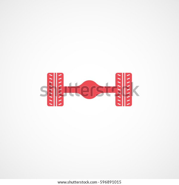 Car Chassis Red\
Flat Icon On White\
Background
