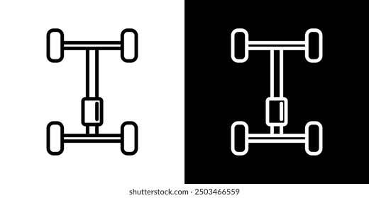 Car chassis thin line vector icon set.