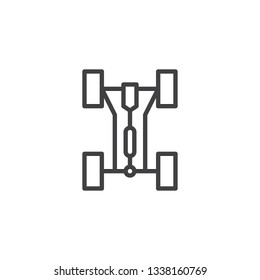 Car chassis without engine line icon. linear style sign for mobile concept and web design. Chassis, steering rack outline vector icon. Symbol, logo illustration. Pixel perfect vector graphics