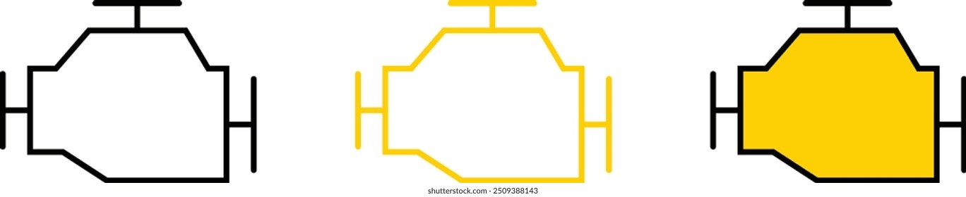 Señal de advertencia del motor de comprobación del vehículo. Ilustración vectorial
