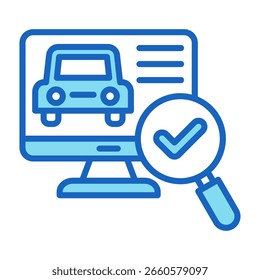 Ilustración vectorial azul del icono del cheque del coche