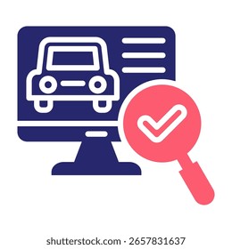 Car Check Icon Fill Vector Illustration