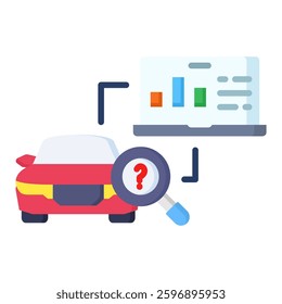 Car Check Icon in Flat Color Style. Simple Flat Icon Vector. Simple Vector Design
