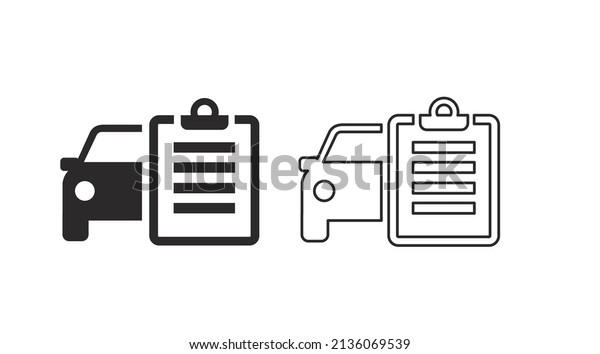 Car Check Icon Set. Black and white vector\
isolated editable\
illustration