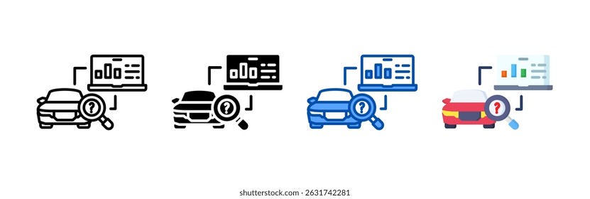 Paquete de conjunto de iconos de comprobación de coche. Colección de iconos de estilo múltiple perfecta para Sitios web, App y presentaciones. Colección de icono de Vector simple