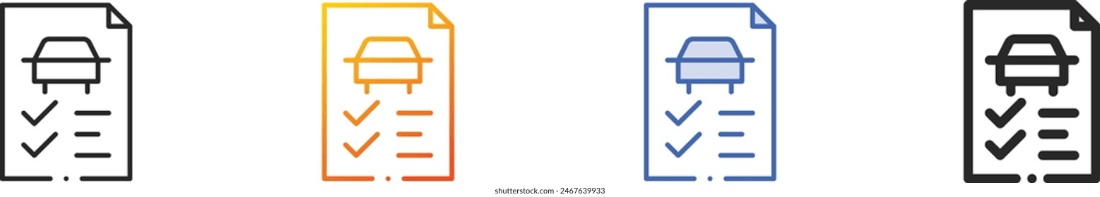 car check icon.Thin Linear, Gradient, Blue Stroke and bold Style Design Isolated On White Background