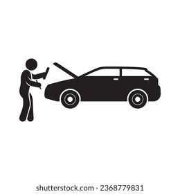 Icono de comprobación de coches, ilustración de logotipo, plantilla de diseño vectorial