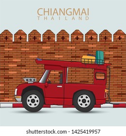 Car Chiangmai Thailand Vector illustration