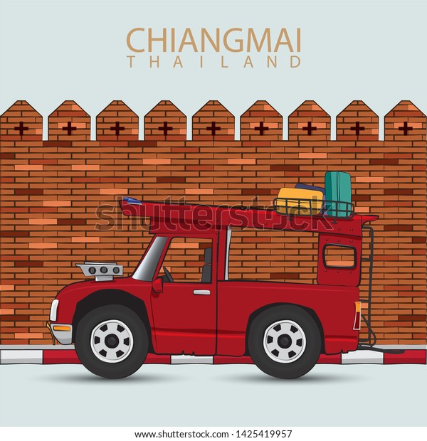Car Chiangmai\
Thailand Vector\
illustration