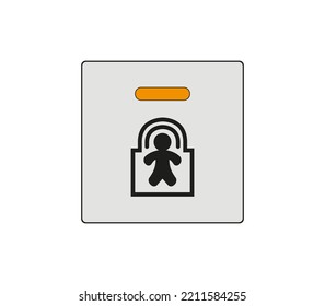 Car child lock sign. The car's security system key. Modern car sketch drawing. Editable line icon.