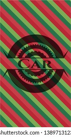 Car  christmas emblem background. Vector Illustration. Detailed.