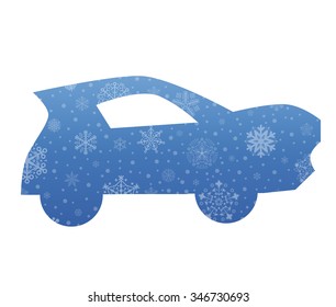 car christmas icon with snow
