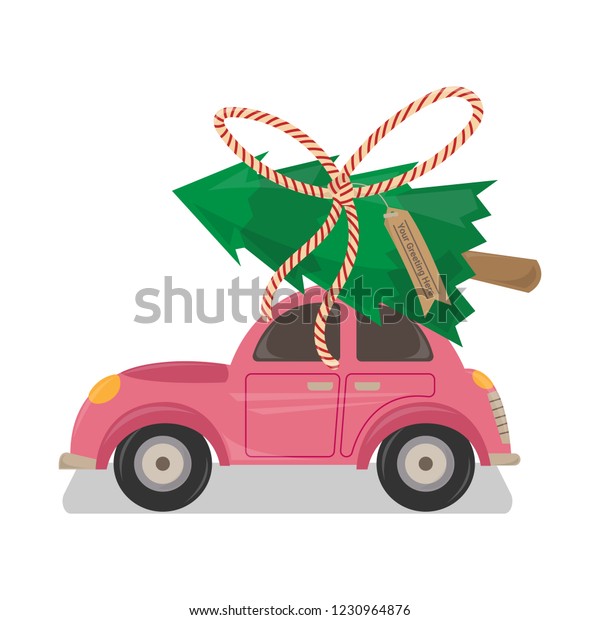 Car Christmas Tree On Top Vector Stock Vector Royalty Free 1230964876