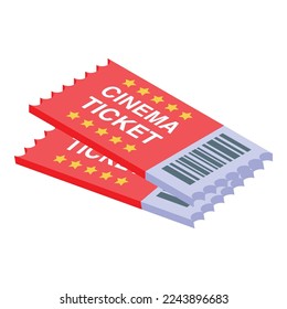 Car cinema ticket icon isometric vector. Drive movie. Air open