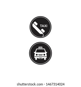 car in the circle taxi sign and phone sign and taxi sign icon isolated vector illustration