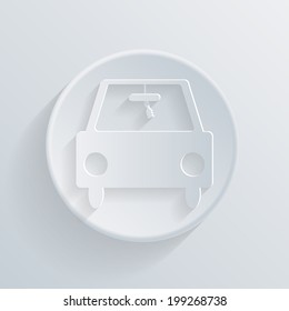 car, circle white paper icon with a long shadow.