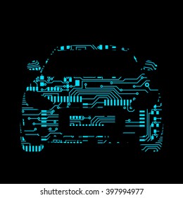 car in circuit board style Vector Illustration