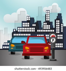 car with city background image