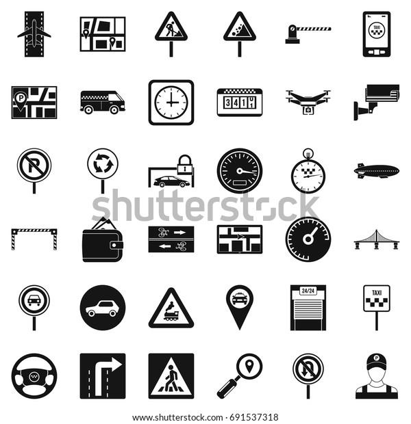 Car in city icons set.
Simple style of 36 car in city vector icons for web isolated on
white background