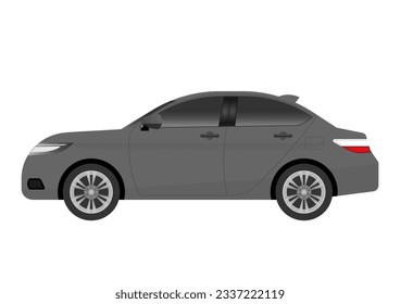 Car or City Car Side View. Vector Illustration Isolated on White Background. 