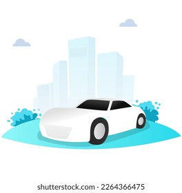 Auto auf der Vektorgrafik der Stadt