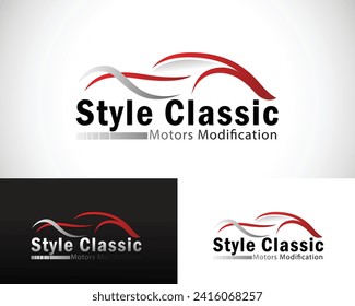 car classic logo creative dealer rental service modification design concept