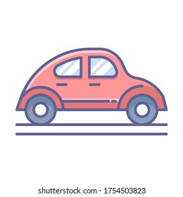 Car, Classic car side view vector - color icon - transportation icons