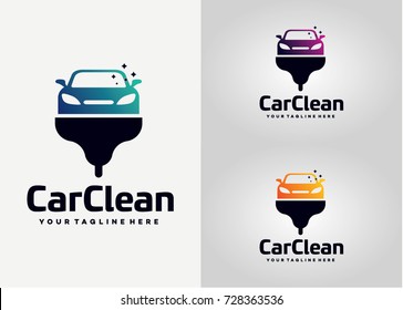 Car Clean Logo Template Design. Creative Vector Emblem, for Icon or Design Concept.