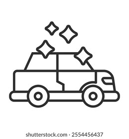 Car cleaning icon, Car wash symbol outline icon, editable vector illustration and transparent graphic element. Isolated on white background