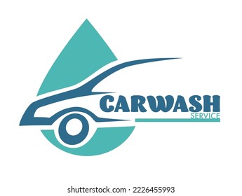 Car cleaning service carwash station isolated icon. Vehicle and transport vector washing dirty transport water and foam cleanliness and hygiene transportation emblem or logo automobile maintenance