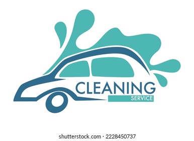 Car cleaning service. Carwash station isolated icons vehicle and transport vector washing dirty transport water and foam cleanliness and hygiene transportation emblem or logo automobile maintenance