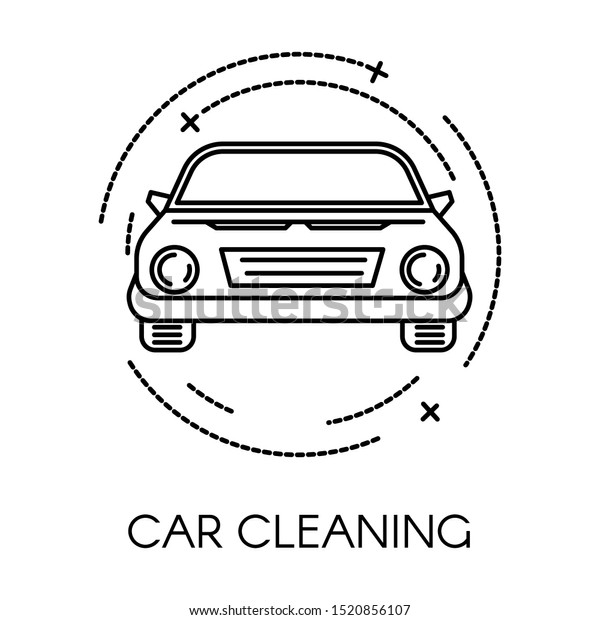 Car cleaning service of company, clean transport\
icon vector. Isolated logotype for additional offers for drivers.\
Making vehicle dirt by removing dirt from glass and automobile body\
flat style