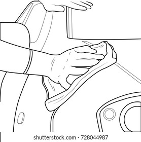 Car cleaning, Car service, Vector illustration, Car, Technology concept, Car details, Line art, Vector illustration