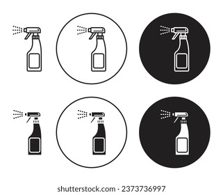 Car cleaning spray icon set. chemical product spray bottle vector symbol in black filled and outlined style.