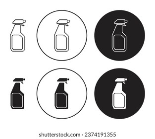 Car cleaning spray line icon set. Chemical product spray bottle icon in black color for ui designs.