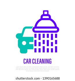 Car cleaning thin line icon. Vector illustration for car wash.