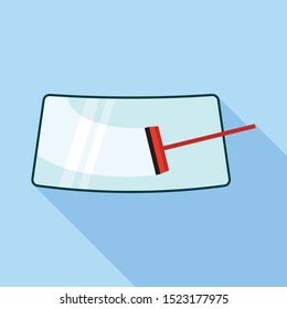 Car cleaning windshield icon. Flat illustration of car cleaning windshield vector icon for web design