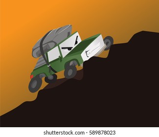 car climbing a cliff