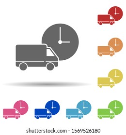 Car, clock, delivery in multi color style icon. Simple glyph, flat vector of business icons for ui and ux, website or mobile application