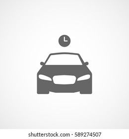 Car And Clock Flat Icon On White Background