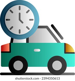 Car with clock Gradient Multicolor Design Icon