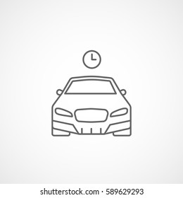 Car And Clock Line Icon On White Background