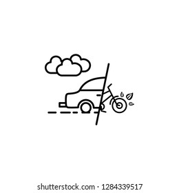 Car, cloud smoke, bicycle icon. Element of car harmful gases icon for mobile concept and web apps. Detailed Car, cloud smoke, bicycle icon can be used for web and mobile