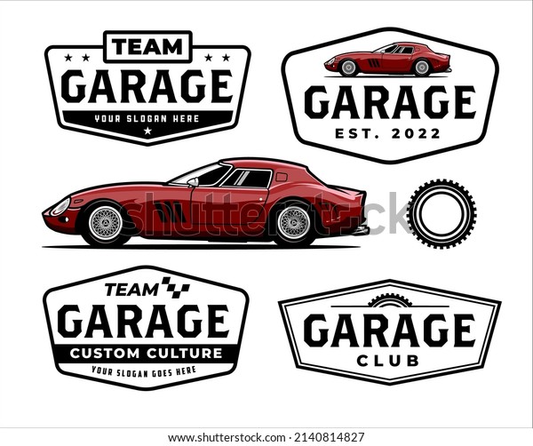 Car club vintage logo\
badge emblem set