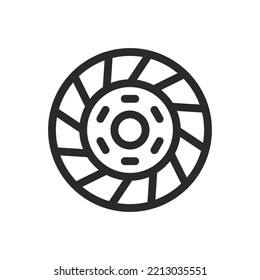 Car clutch disc isolated icon, car gearbox disk outline vector icon with editable stroke