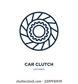 car clutch icon from car parts collection. Thin linear car clutch, clutch, part outline icon isolated on white background. Line vector car clutch sign, symbol for web and mobile