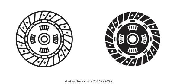 Car clutch icons in outline and fill. vector illustration for ui.